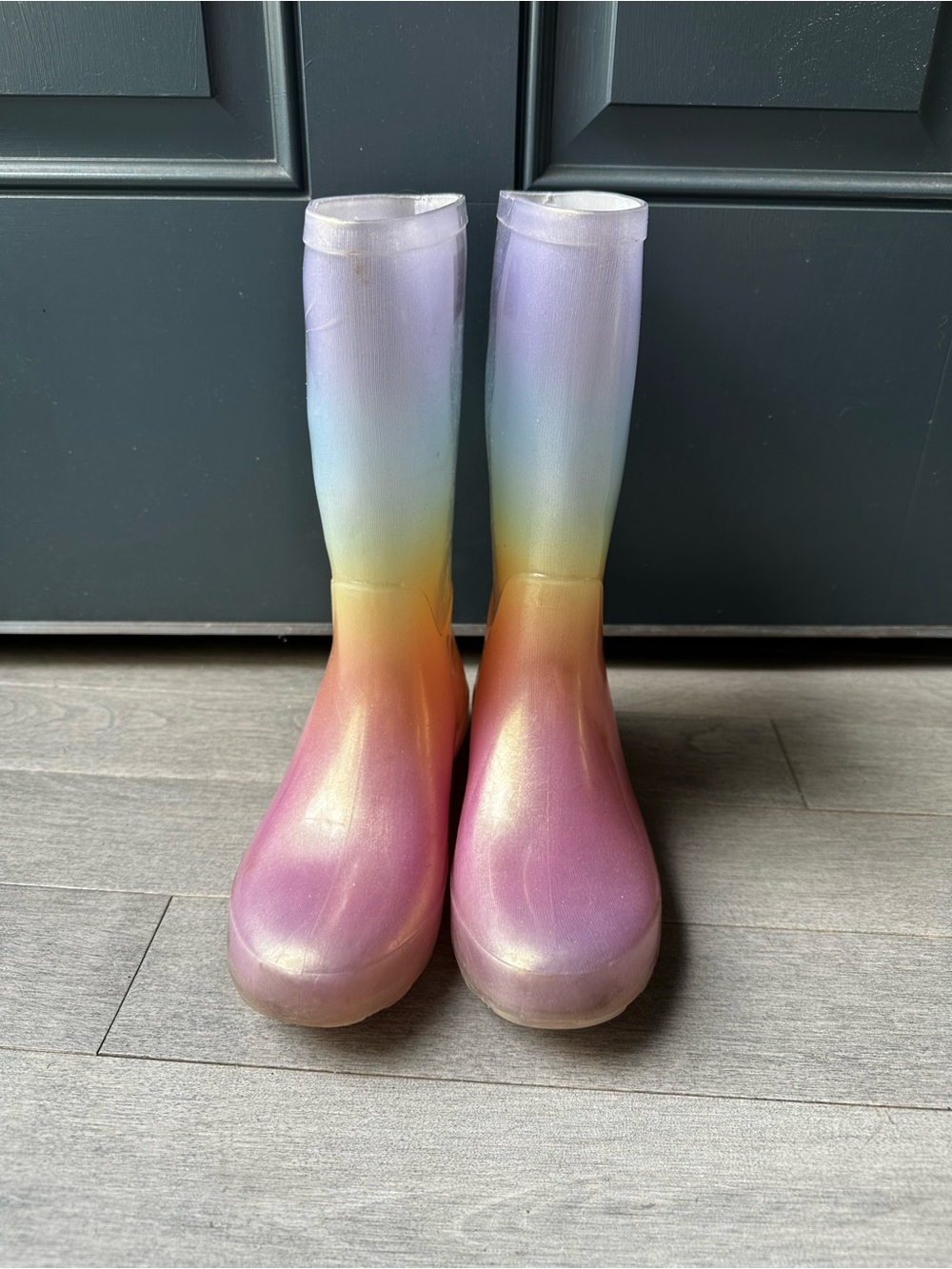 Girls Cece Glitter Cat And Jack Rainbow Outdoor Waterproof Rainboots Size 3